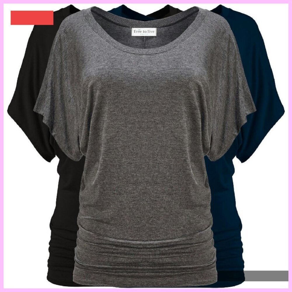 3 Pack Dolman Sleeve Tunic Tops Business Casual Work Travel